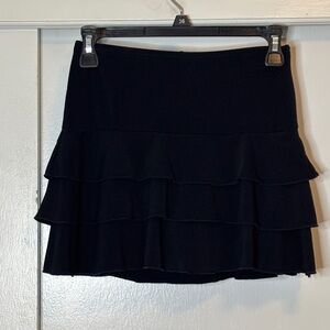 Joey Elegant Black Ruffled Mini Skirt